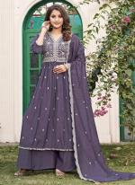 Roman Silk Purple Festival Wear Hand Work Readymade Plazzo Suit